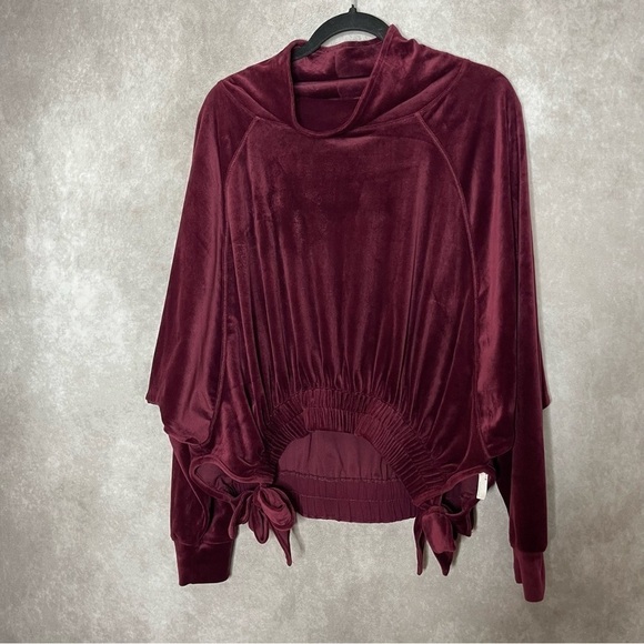 Daily Practice By Anthropologie Side-Tie Velvet Cowlneck Pullover Sweatshirt S - Picture 5 of 10